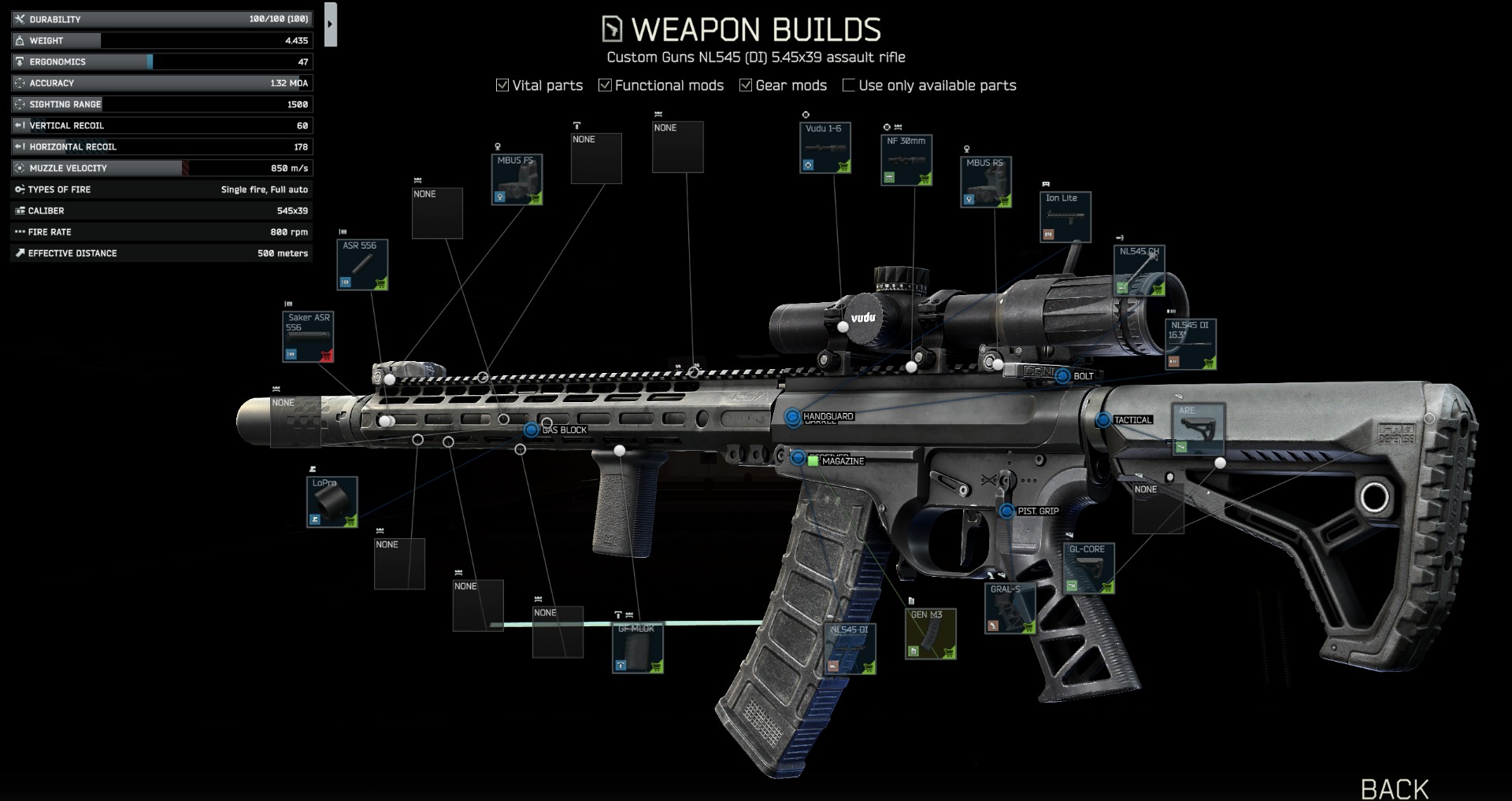 Custom Guns NL545 (DI) 5.45x39 assault rifle